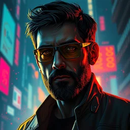 portrait adam jensen from deus ex in blade runner 2 0 4 9, epic scene, by victo ngai, kilian eng vibrant colours, dynamic lighting, digital art, winning award masterpiece, fantastically beautiful, illustration, aesthetically inspired by beksinski and dan mumford, trending on artstation, art by greg rutkowski, 8 k