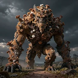 ancient creature covered in fungus, by asaf hanuka, by caspar david friedrich, by wangechi mutu, by zdzisław beksinski, divine, powerful, accent lighting, cotton, corduroy, on path to enlightenment