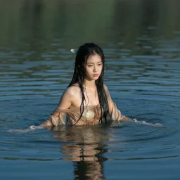 water goddess emergin from a lake