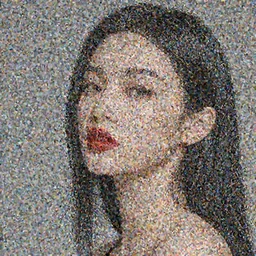 portrait, beautiful, woman, black hair, red lips with daz studio