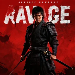 samurai revenge film poster with red and black color scheme