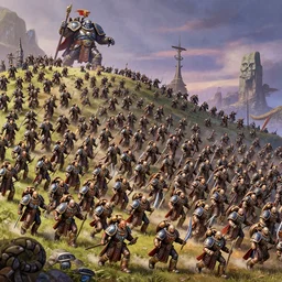 thousands of nurglings rush down the hill to the arms of papa nurgle, warhammer, WLOP