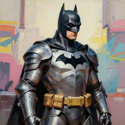 greg manchess portrait painting of fully armored bruce wayne aka batman as overwatch character, medium shot, asymmetrical, profile picture, organic painting, sunny day, matte painting, bold shapes, hard edges, street art, trending on artstation, by huang guangjian and gil elvgren and sachin teng