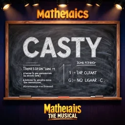 mathematics the musical on broadway, cast, classroom chalkboard, promotional photo, stage lighting
