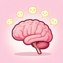 a pink brain illustration, happy thoughts