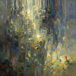 an infinite wall of endless refractions into alternate worlds, a fantasy digital painting by Greg Rutkowski and James Gurney, trending on Artstation, highly detailed