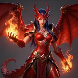 shyvana, from league of legends, half - dragon, natural lighting, hands of fire, red armor, hyper detailed, digital art, trending in artstation, cinematic lighting, studio quality, smooth render, unreal engine 5 rendered, octane rendered, art style by klimt and nixeu and ian sprigger and wlop and krenz cushart