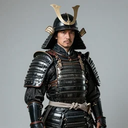 portrait of javier bordem in black samurai armoury, by jan van eyck