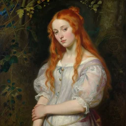 a romantic pre-raphaelite painting of Grimes in nature