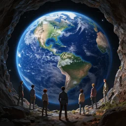 inside a black hole looking at the planet earth, unreal engine, fantasy art by greg, loish, rhads, ferdinand knab, tom bagshaw, makoto shinkai and lois van baarle, rossdraws, ilya kuvshinov, night lighting, trending on studio ghibli, highly detailed, 8 k, octane render