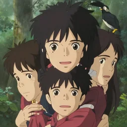 a film still portrait of momo challenge, mother bird by keisuke aisawa, finely detailed features, closeup at the faces, perfect art, in misty forest, gapmoe yandere grimdark, trending on pixiv fanbox, painted by greg rutkowski makoto shinkai takashi takeuchi studio ghibli, akihiko yoshida
