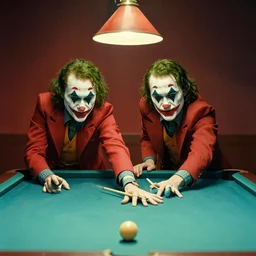 the joker playing pool by tooker, george, surrealism, magical realism, scene