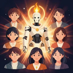 dnd head and shoulders portrait, automaton robotic priest of the sacred flame of the godforge, clean cel shaded vector art. shutterstock. behance hd by lois van baarle, artgerm, helen huang, by makoto shinkai and ilya kuvshinov, rossdraws, illustration