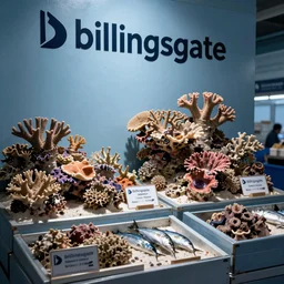 billingsgate fish market selling boxes of coral reef