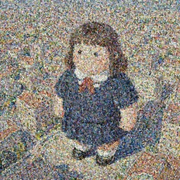gouache of a cute giantess wearing school uniform standing in the city which seem small, bird's eye view, 8 k wallpaper, strong brush stroke, very high detailed, sharp focus, illustration, morandi color scheme, art station, by krenz cushart
