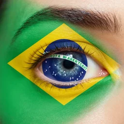 Brazil flag in eye
