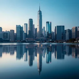 cyberpunk city surrounded by a glistening lake by stephan martiniere, canon eos r 3, f / 1. 4, iso 2 0 0, 1 / 1 6 0 s, 8 k, raw, unedited, symmetrical balance, in - frame
