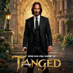 “John Wick in the style of Disney Tangled movie”