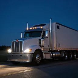 kenworth semi truck at night,