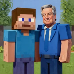 Minecraft Steve meets photorealistic Mitt Romney, digital art, trending on artstation, oil painting