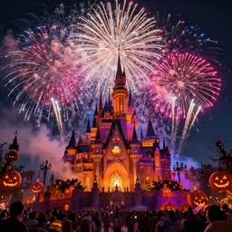 halloween festival with colorful fireworks, 8 k octane beautifully detailed render, post - processing, extremely hyper - detailed, intricate, epic composition, cinematic lighting, masterpiece, trending on artstation, masterpiece, stunning art by anders zorn, wonderful masterpiece by greg rutkowski, beautiful cinematic