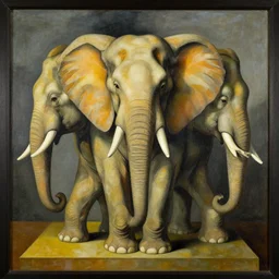 elephant with four head by de chirico
