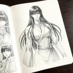 sketchbook manga pages, magnificent, medium shot, details, sharp focus, elegant, highly detailed, illustration, by jordan grimmer and greg rutkowski, intricate, beautiful, trending artstation, pixiv, digital art