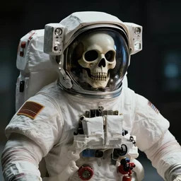 movie film still of a skeleton astronaut, highly detailed, 4 k