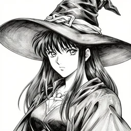 portrait of anime woman witch, pen and ink, intricate line drawings, by yoshitaka amano, ruan jia, kentaro miura, artgerm, wlop, krenzcushart