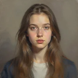 portrait of a young woman in the style of gosia kmiec