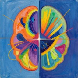 bipolar painting split mind colorful shapes and lines.