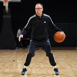 walter white wearing adidas track suit and playing basketball, 8 k, photorealistic