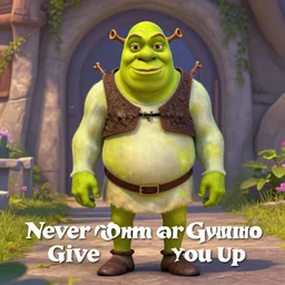 Shrek in Never Gonna Give You Up Music Video
