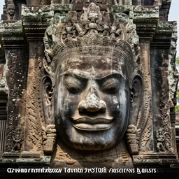angkor thon, yaksha, photorealistic giant photography hight quality, sharp, stones, award winning photography, canon, thierry rouzier