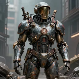 an efficient cyborg soldier, steampunk, trending on artstation, cinematic composition, details, hd, digital art