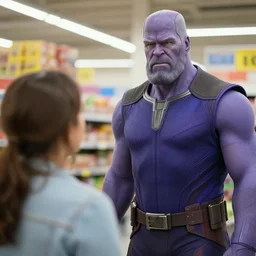 thanos looking for his mom at wallmart, sharp focus