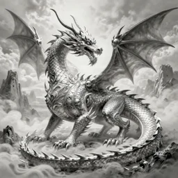 fire dragon concept, epic, ancient, beksinski