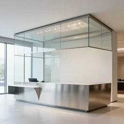 furniture design of reception, modern, steel and glass, zahahadid