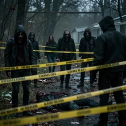 a crime scene photo of a zombie attack