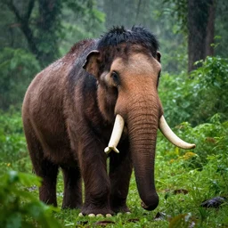 a wooly mammoth, in the rainforest, wildlife photography