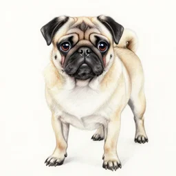 pug dog, color pencil art