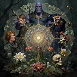 the platonic ideal of flowers, rotting, insects and praying of cletus kasady carnage thanos dementor nazgul wild hunt doctor manhattan chtulu mandelbulb spirited away lichen mandala bioshock davinci heavy rain the witcher, d & d, fantasy, ego death, decay, dmt, psilocybin, art by greg rutkowski