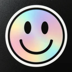 Holographic sticker of a smiling face