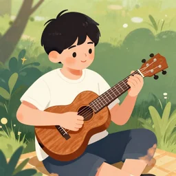 illustration of a boy playing a ukulele