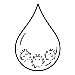 an adult coloring page of a water drop with tardigrades