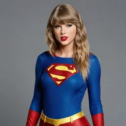 portrait photo of Taylor Swift in a superhero costume, studio lighting