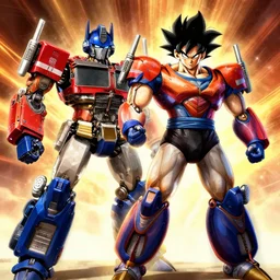 Goku fused with optimus prime, digital art