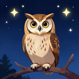 owl with starry sky and stars
