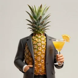a pineapple wearing a suit and holding a cocktail, elegant, real life skin, intricate, high detailed, artstation, concept art, smooth, sharp focus, art by artgerm and greg rutkowski