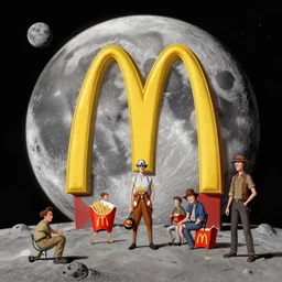 mcdonald's on the moon, concept art, by tarmo juhola, ivan laliashvili, james gurney,
